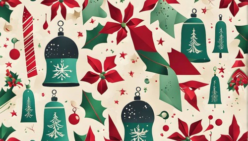 Abstract mix of traditional Christmas symbols arranged in a vibrant modern style, AI generated