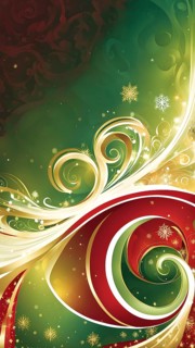 Abstract wallpaper illustration of Christmas symbols for gift cards, swirling shapes and lines, in