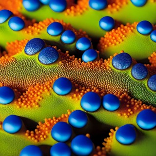 Nano material inspired by gecko feet with intricate patterns and vibrant colors representing