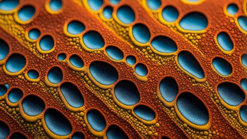 Nano material inspired by gecko feet with intricate patterns and vibrant colors representing