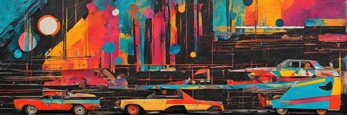 Pop art styled music album illustration featuring abstract crayon patterns and erratic lines in