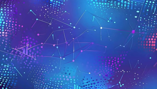 Artificial intelligence, lines, dots and pattern, vibrant blue and purple hues, abstract wallpaper