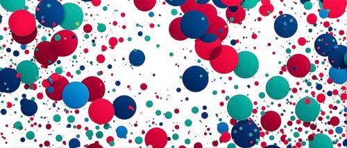Abstract New Years Eve confetti explosion, with minimalist colored squares and circles falling