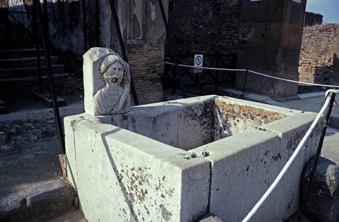 Water trough of a well in the archaeological site of Roman Pompeii, Italy 1999