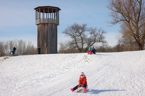 Recklinghausen, North Rhine-Westphalia, Germany - Sunny winter landscape in the Ruhr area, Emscher