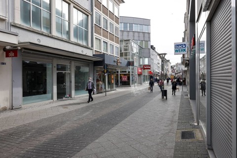 Krefeld, North Rhine-Westphalia, Germany - Krefeld city centre in times of the corona crisis during