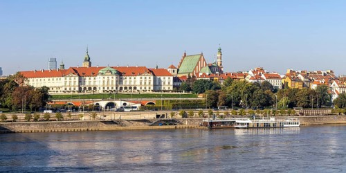 Warsaw Castle in the Old Town Panorama on the Vistula River in Warsaw, Poland, Europe
