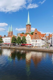 Lübeck Old Town with the River Trave in the Hanseatic City of Lübeck, Germany, Europe