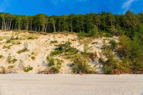 Cliffs of the Wolin National Park. Beach at sunset, close to Miedzyzdroje (Misdroy), a village in