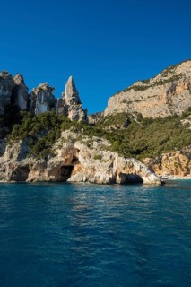 Rocky coast and beach, Cala Goloritze, Gulf of Orosei National Park, Parco Nazionale del