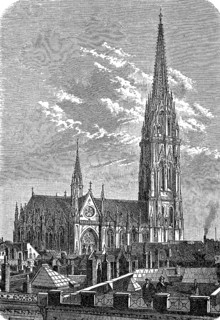 The Nikolaikirche in Hamburg, Germany, in 1880, Historical, digital reproduction of an original