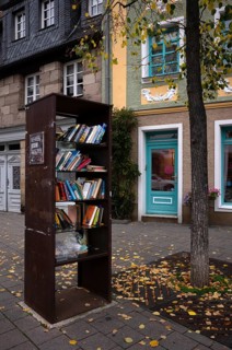Public bookshelf, lending library, Old Town, Fürth, Franconia, Bavaria, Germany, Europe