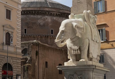 Obelisco della Minerva, elephant with obelisk on the Piazza della Minerva, Rome, Italy, Europe
