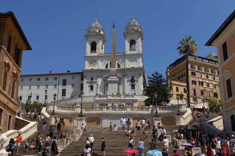 Spanish Steps and the church Santissima Trinita dei Monti, Santa Trinita dei Monti or Santissima