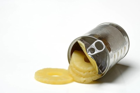 Pineapple rings in tins, Ananas sativus