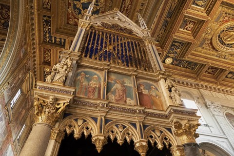 Transept with ciborium and papal altar, Lateran Basilica, Basilica San Giovanni in Laterano,