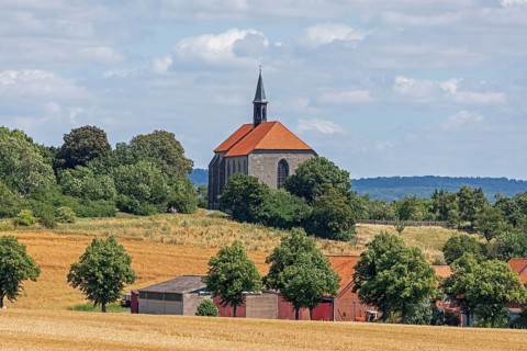 Former monastery church, church, houses, Wittenburg, Elze, Lower Saxony, Germany, Europe