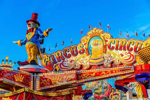 Clown figure in the round and high ride Circus Circus, Oktoberfest, Festwiese, Theresienwiese,