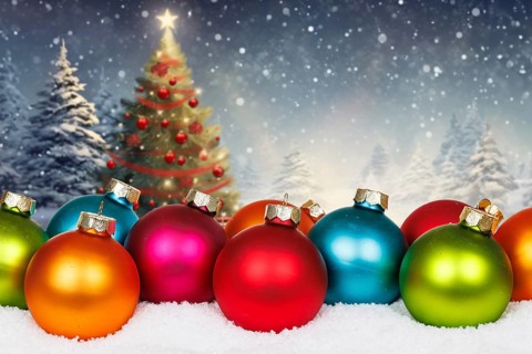 Christmas decoration with Christmas tree Christmas card and text free space Copyspace Winter in