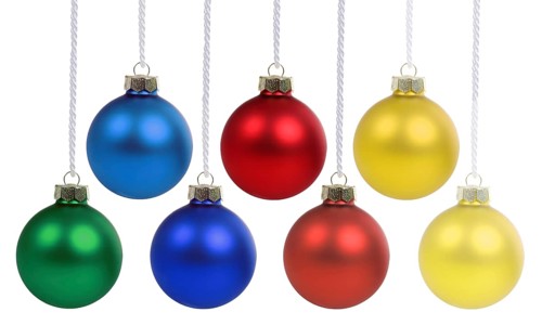 Christmas baubles hanging jewellery baubles cropped isolated in Stuttgart, Germany, Europe
