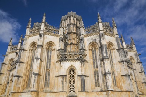 Partial view of 14th century built Santa Maria da Vitoria Monastery, Batalha, Portugal, Europe