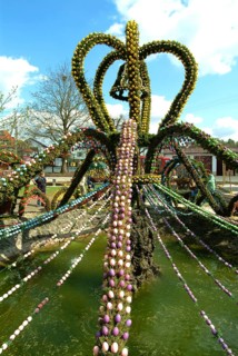 Easter custom, Easter fountain in Franconian Switzerland, detail, here in Bieberbach, district of
