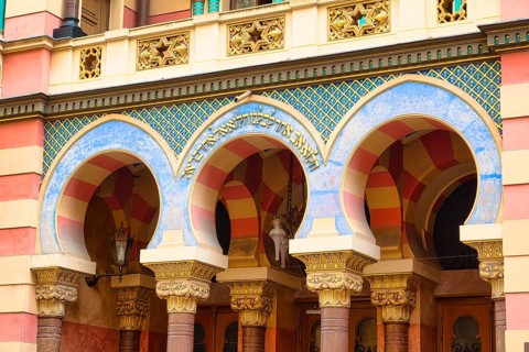 Exterior view of the Jubilee or Jerusalem Synagogue in Prague, Czech Republic, Europe