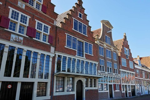 Historic stepped gabled houses in the historic centre of Hoorn, province of North Holland, West