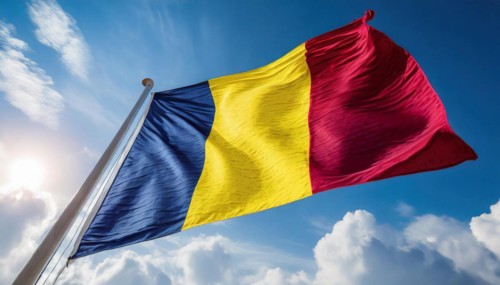 Flags, the national flag of Chad flutters in the wind