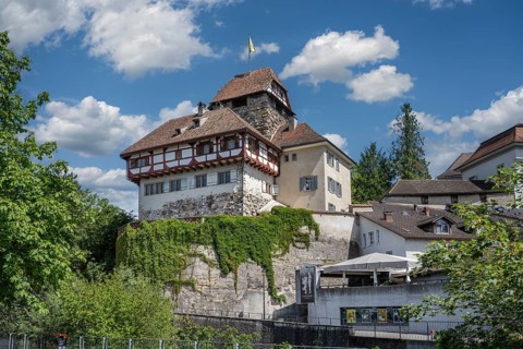 Townscape, town centre, old town of Frauenfeld, with Frauenfeld Castle, Canton of Thurgau,