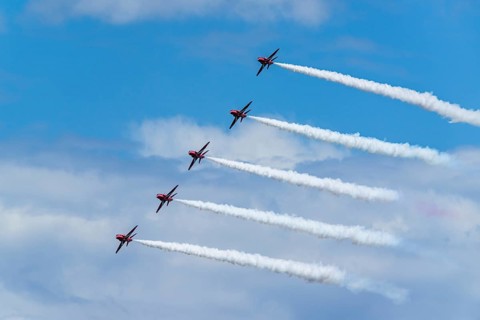 Red Arrows, Royal Air Force Aerobatic Team, Airshow 2024, Teignmouth, Devon, England, United