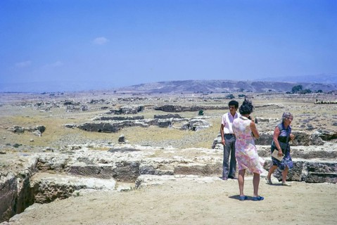 Tourists at ancient ruins, Paphos Archaeological Park, Paphos, Cyprus, Europe 1973, Europe