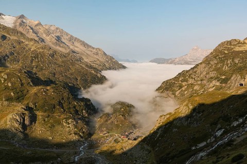 View from the Sustenpass High Alpine Road, close to the lake Steinsee