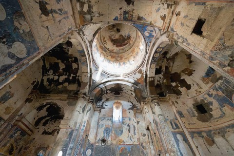 Church of St Gregory of Tigran Honents, Ceiling frescoes, Ani Archaeological site, Kars, Turkey,