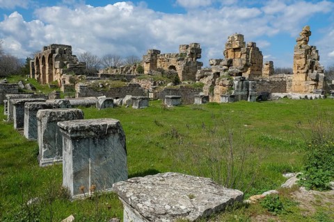 Ancient Baths of Hadrian, ancient archaeological site of Aphrodisias, Geyre, Karacasu, Aydin,