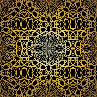 Geometric gold lace seamless pattern. Arabic tile lattice vector background.
