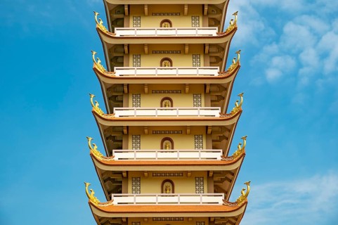7-story Pagoda at Vinh Trang Temple, My Tho, Mekong Delta, Vietnam, Asia
