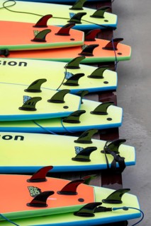 Surfboards, fins, surfing facility in the city centre of Rotterdam, Rif010, supposedly the world's