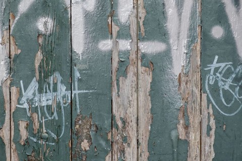 Peeling green paint on wooden boards, background, texture, Istria, Croatia, Europe