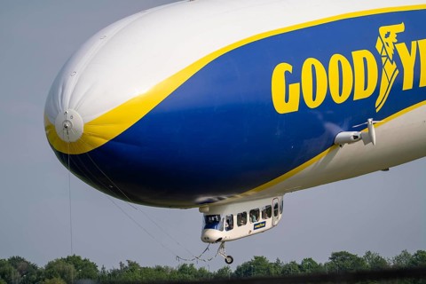 The Zeppelin NT, newly stationed at Essen/Mülheim Airport, undertakes sightseeing flights over the