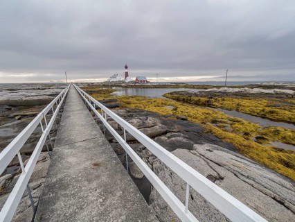 Tranoy lighthouse, located in Hamarøy municipality south of Narvik, Norway, Europe