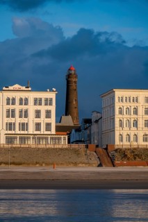 Skyline of the North Sea island of Borkum, YMCA Guest House, Borkum Specialist Clinic, New