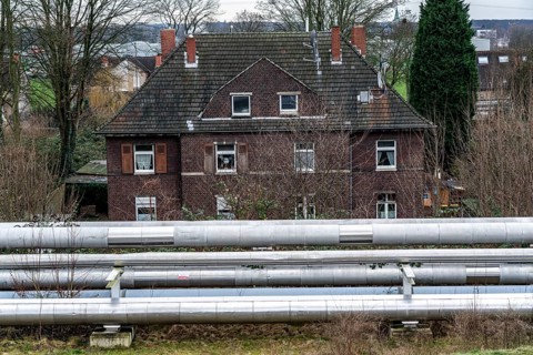 District heating pipelines, Hertener Stadtwerke, transfer point at the former Schlägel & Eisen