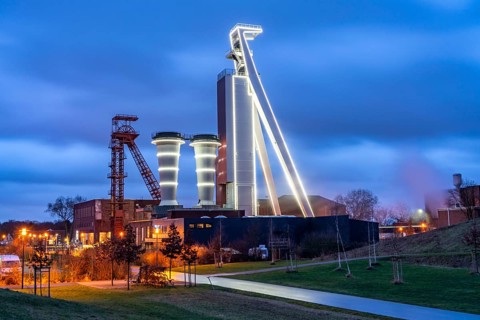 Shaft of the former Schlägel & Eisen coal mine, shaft 3/4/7, Herten, North Rhine-Westphalia,