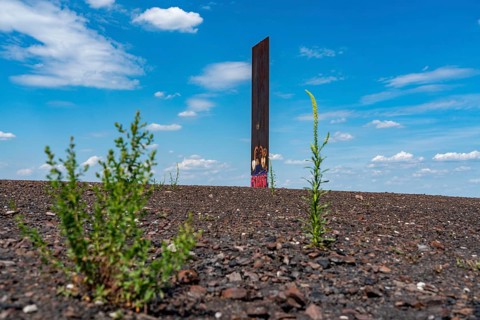 Schurenbach Halde, Bramme landmark for the Ruhr area by artist Richard Serra, Essen, North