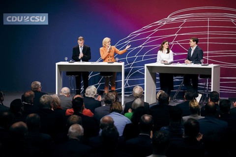 Julia Klöckner, Federal Treasurer of the CDU and Stefan Kooths, German economist, recorded at the