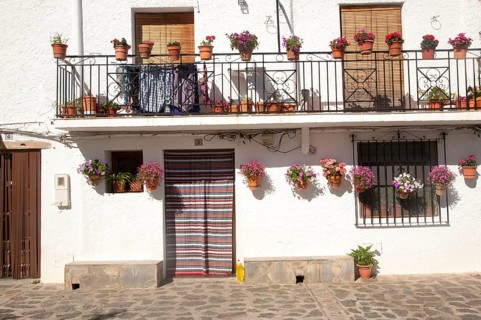 Houses in the village of Bubion, High Alpujarras, Sierra Nevada, Granada province, Spain, Europe