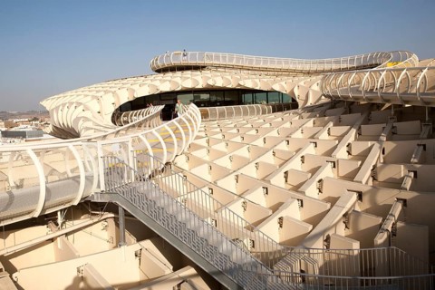 Metropol Parasol wooden structure in Plaza La Encarnación, Seville, Spain, architect Jürgen