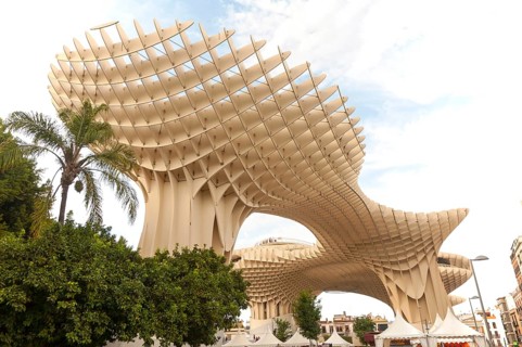 Metropol Parasol wooden structure in La Encarnación square, Seville, Spain designed by architect