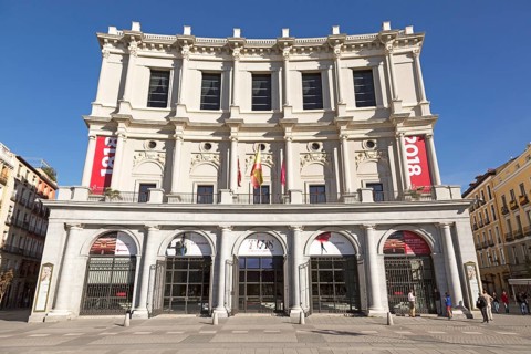 Teatro Real opera house theatre building in Plaza de Oriente, Madrid, Spain, Europe